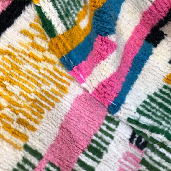 Vibrant Azilal Artisanal Rug - Moroccan Wool carpet - 10.2 ft x 6.6 ft - Picture 2 of 6